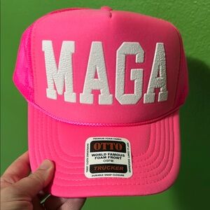MAGA OTTO Neon Pink and White Trucker Hat Snapback